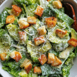 Caesar Salad with Homemade Caesar Dressing in bowl