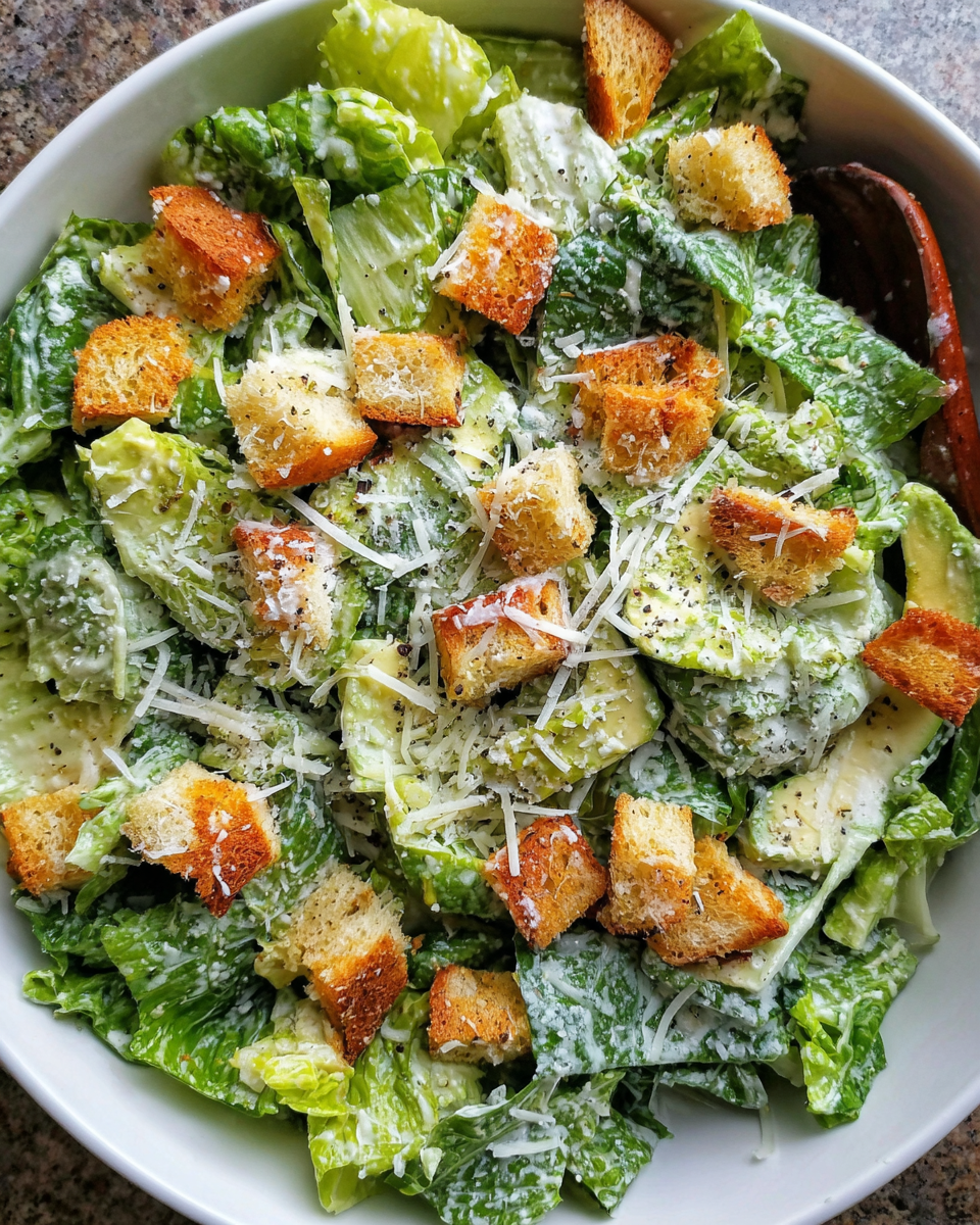 Caesar Salad with Homemade Caesar Dressing in bowl