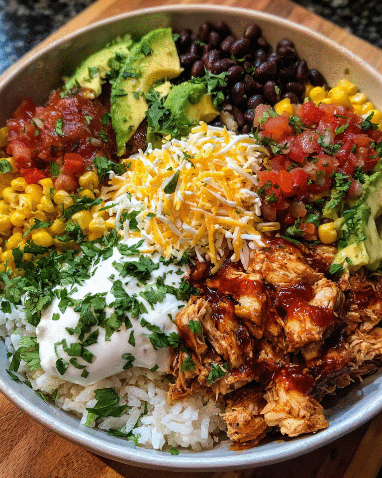 Chipotle Chicken Burrito Bowl with toppings