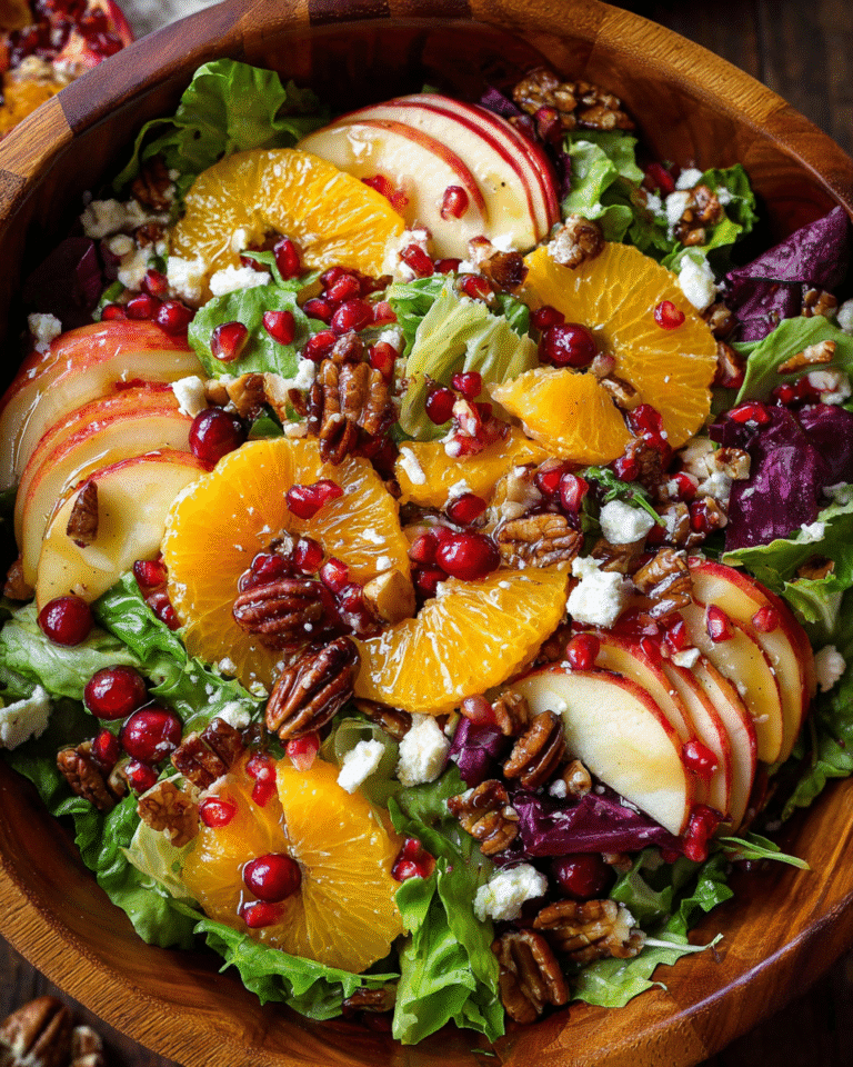 Christmas Salad on holiday table with seasonal toppings