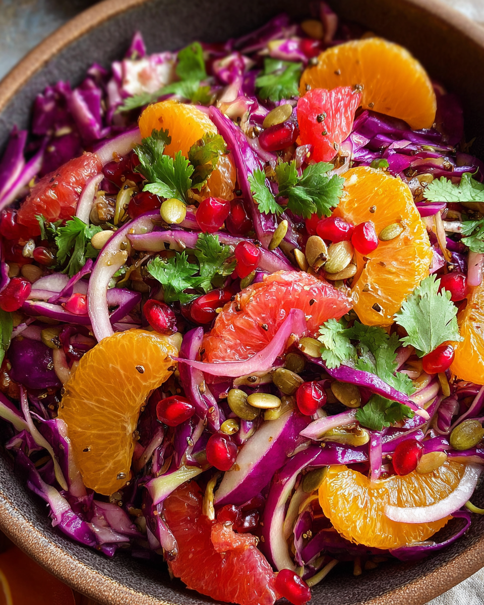 Citrus Cabbage Salad in White Bowl