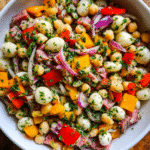 High-protein dense bean salad in bowl