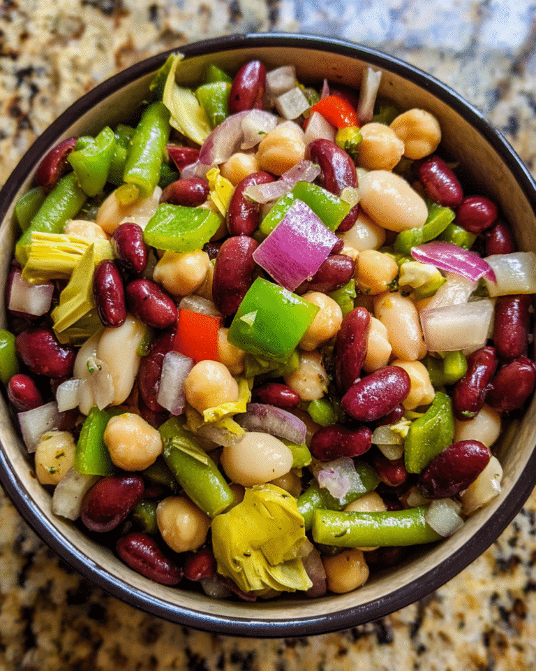 Easy 5 Bean Salad in serving bowl