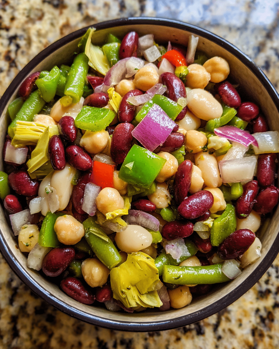 Easy 5 Bean Salad in serving bowl