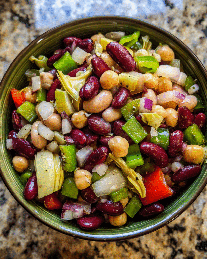 Easy 5 Bean Salad in serving bowl