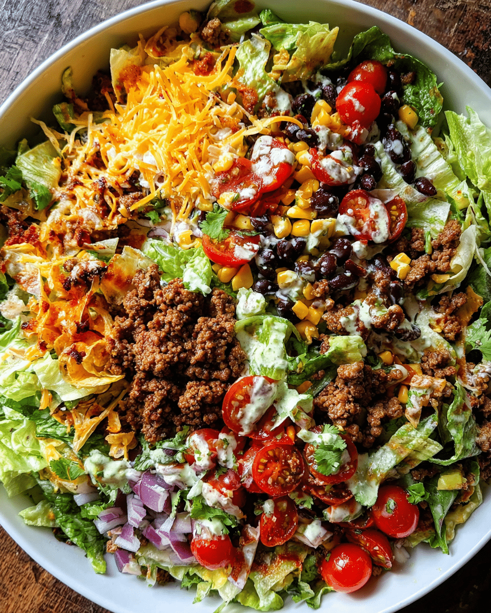 easy taco salad top view