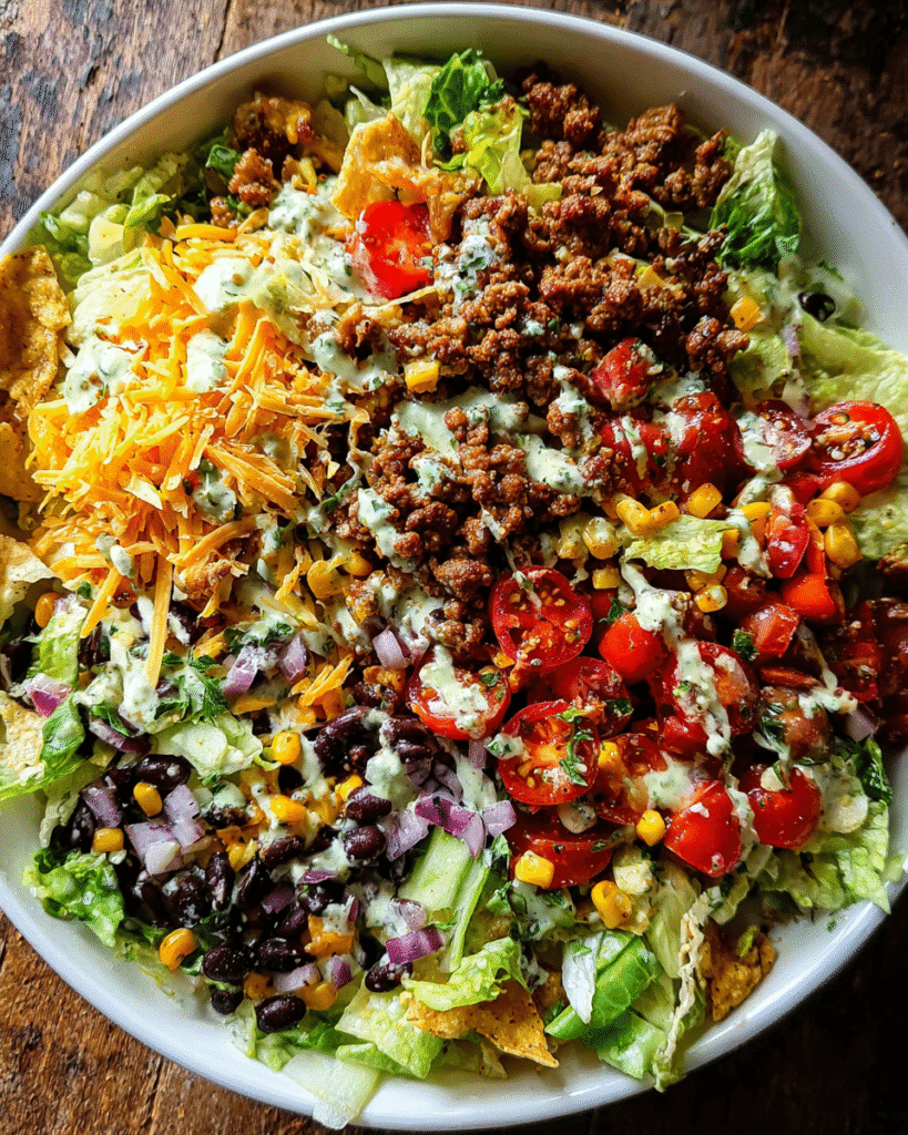 easy taco salad top view