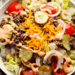 Easy Big Mac Salad with ground beef and pickles