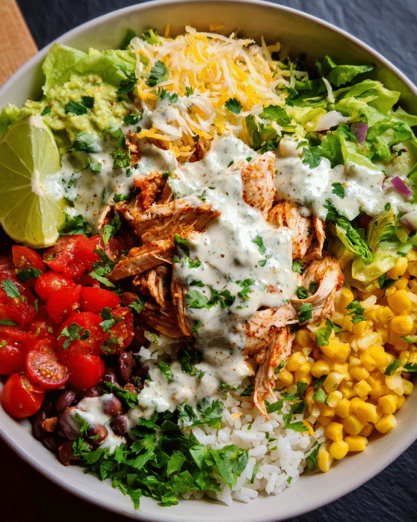 Easy Chicken Burrito Bowl with Fresh Toppings