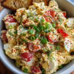 easy hummus egg salad served with pita chips