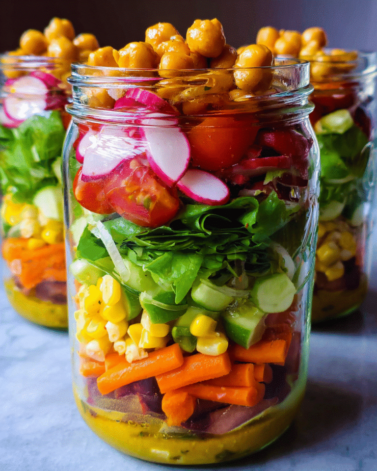 Easy Salad Jars neatly stacked