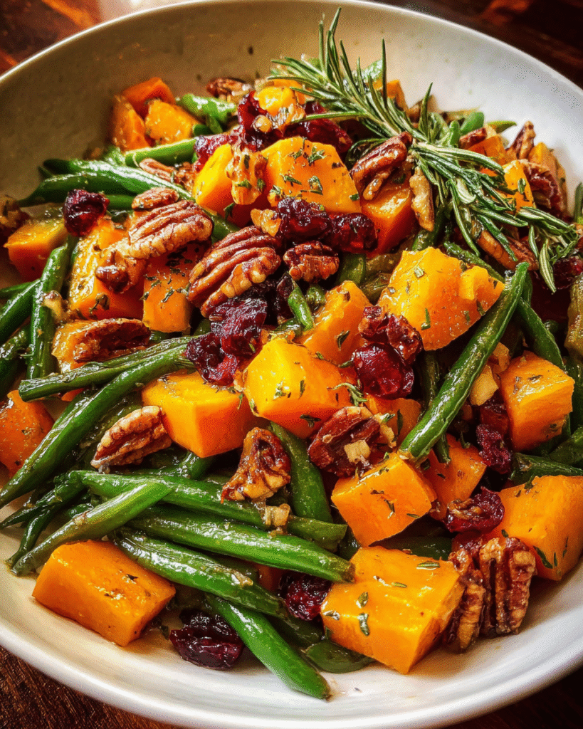 Fall Roasted Vegetable Salad in a rustic autumn setting