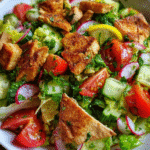 Fattoush salad with fresh vegetables and crispy pita