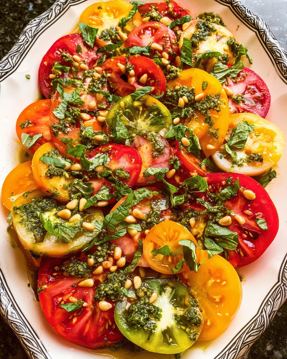 Heirloom tomato salad with basil and lemon