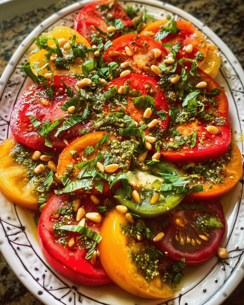 Heirloom tomato salad with basil and lemon