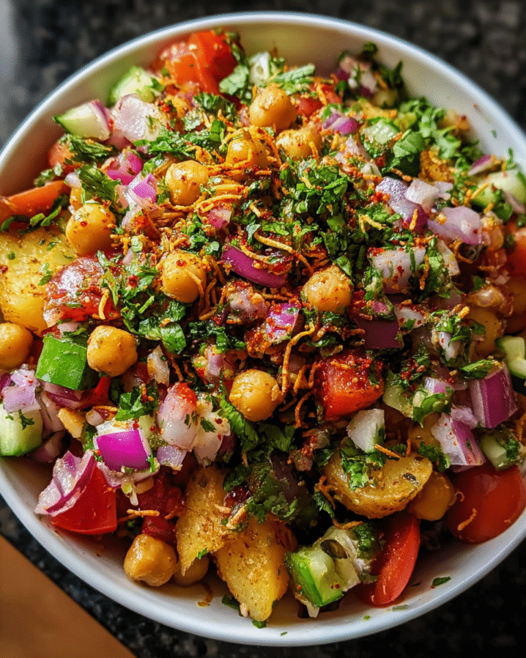 Indian Street Food Chaat Salad with sev and chutneys