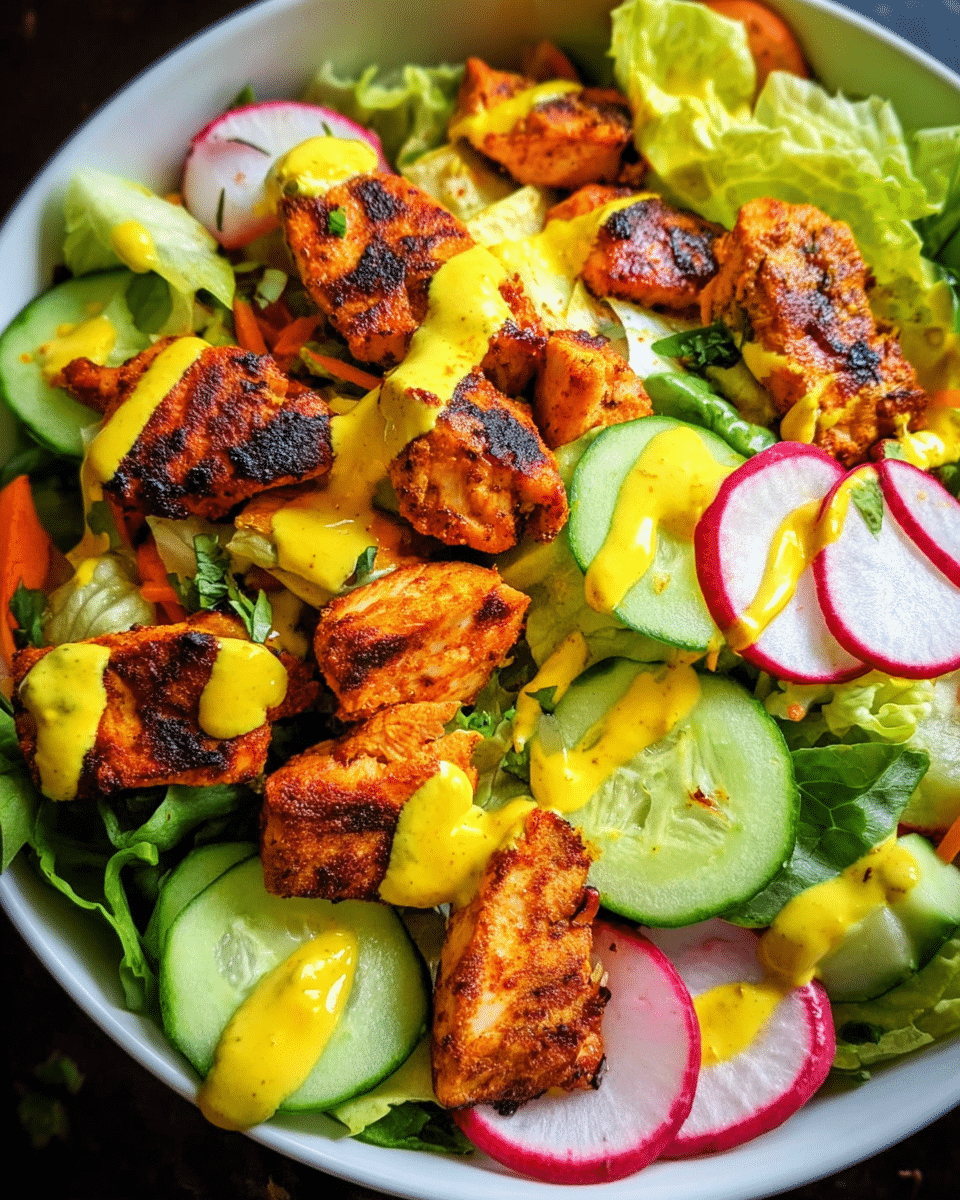 Indian Tandoori Chicken Salad top view