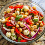 Italian Grinder Bean Salad served in rustic bowl