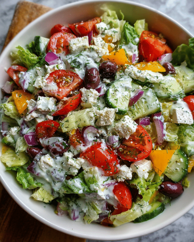 Mediterranean chopped salad with tzatziki dressing