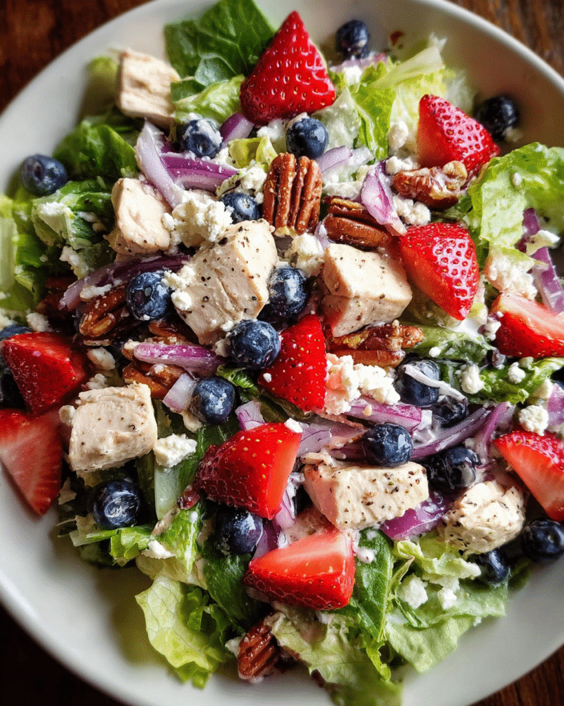Panera strawberry salad bowl with fruit, greens, and dressing