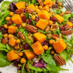 Roasted Butternut Squash Salad in rustic bowl