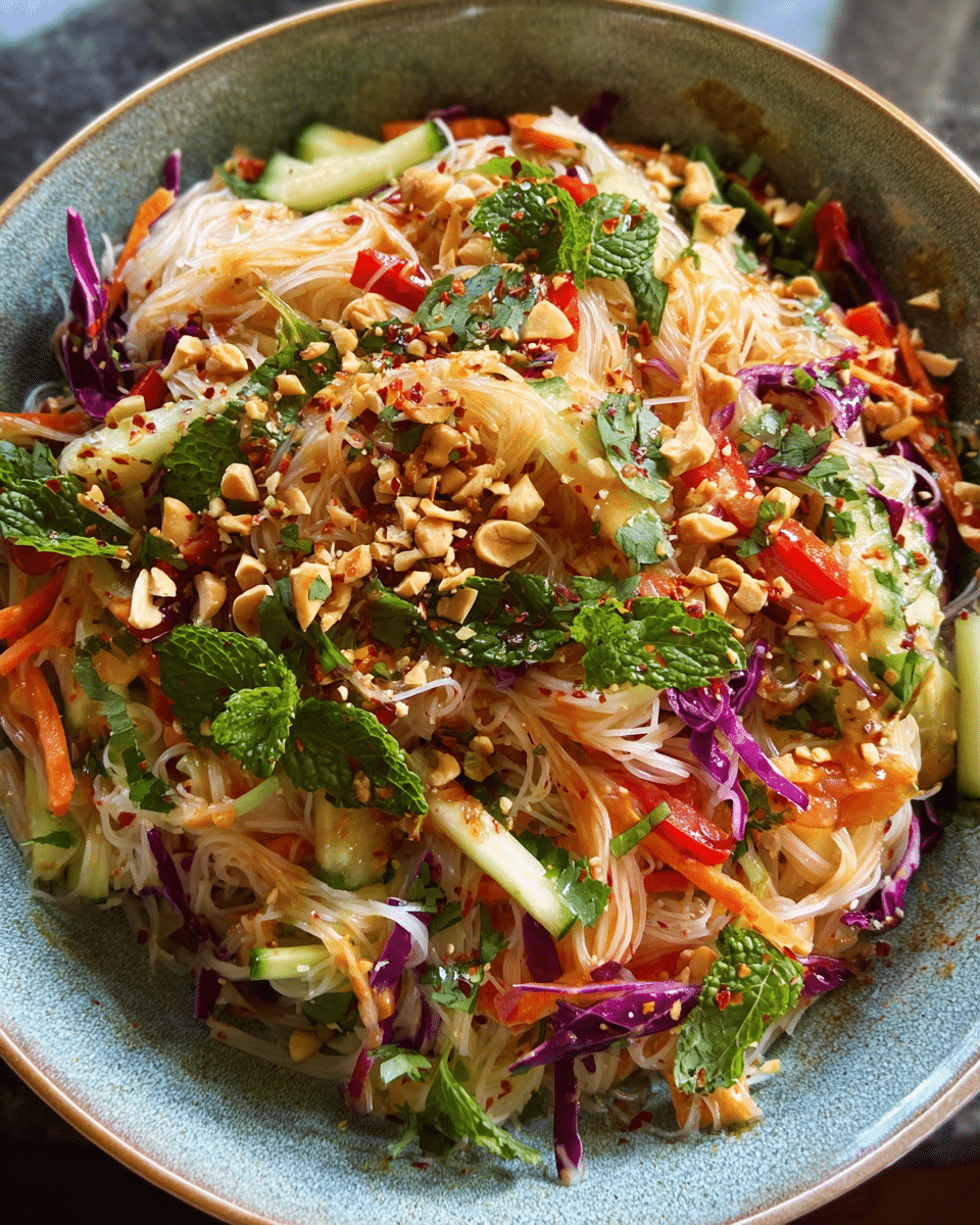 Spring Roll Salad with Spicy Ginger Dressing served fresh