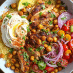 Shawarma Chicken Bowl with couscous and lemon sauce