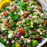 Spinach Pecan Brown Rice Salad beautifully served