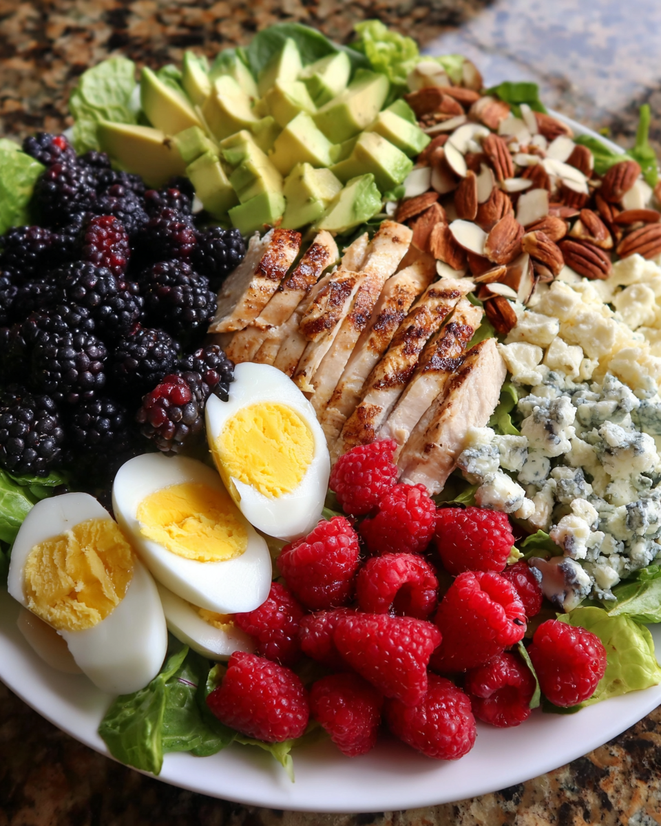 Summer Cobb Salad with berries and grilled chicken