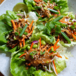 Thai Lentil Lettuce Wraps with peanut sauce