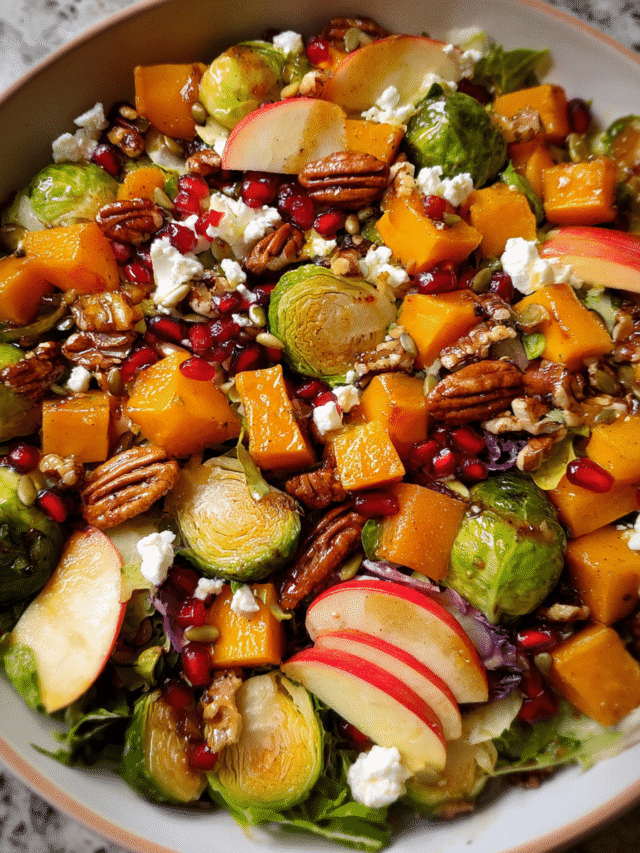 Brussels sprout salad with roasted squash and apples
