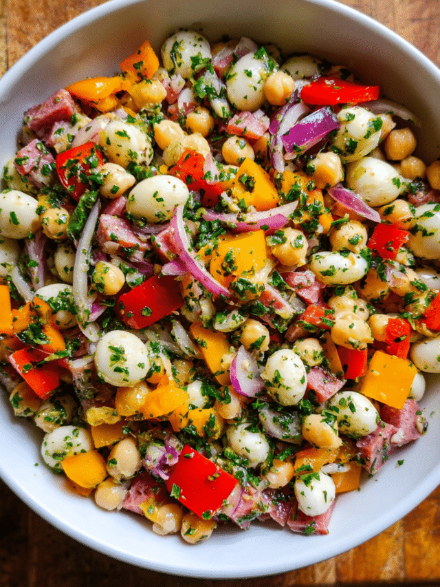 High-protein dense bean salad in bowl