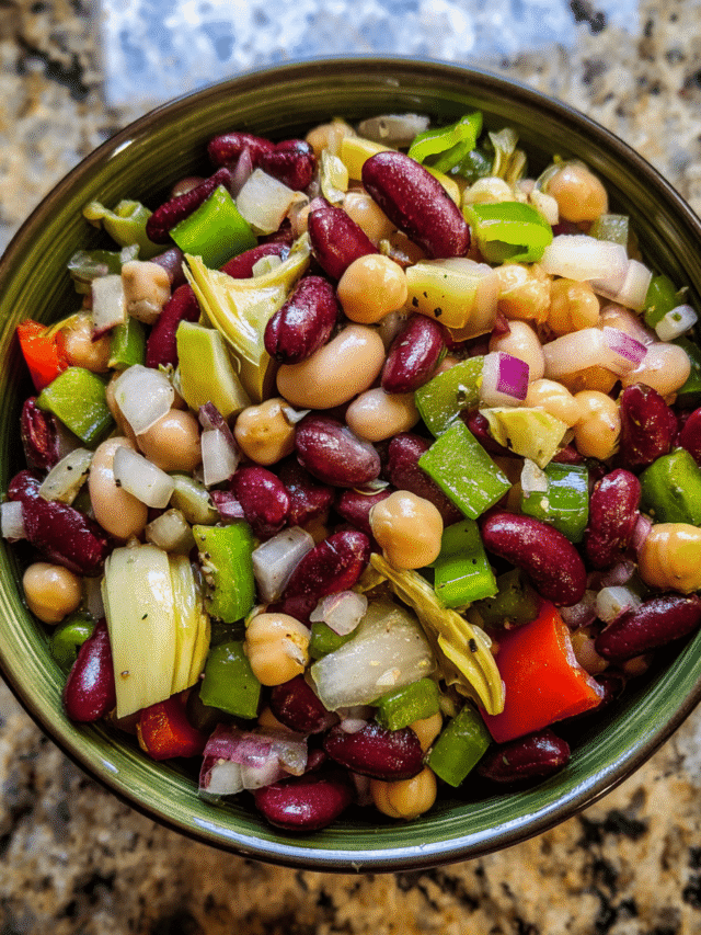 Easy 5 Bean Salad in serving bowl