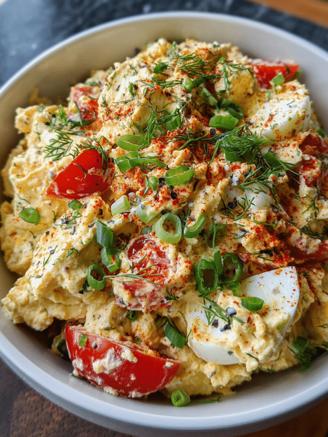 easy hummus egg salad served with pita chips
