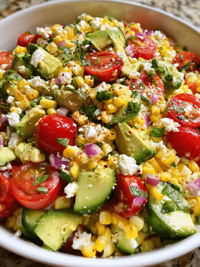 Fresh corn salad in ceramic bowl
