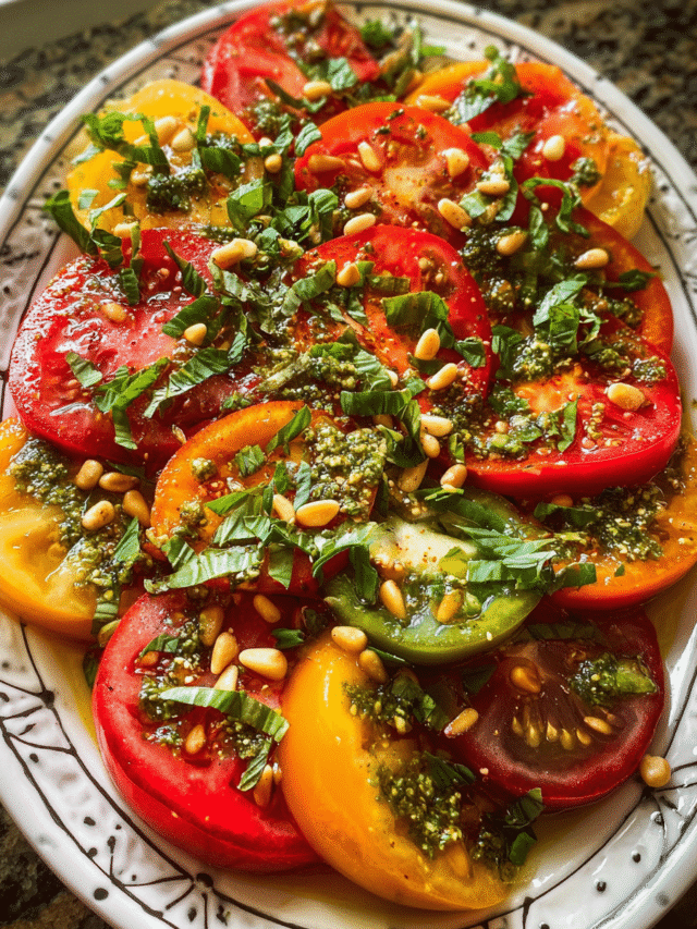Heirloom tomato salad with basil and lemon