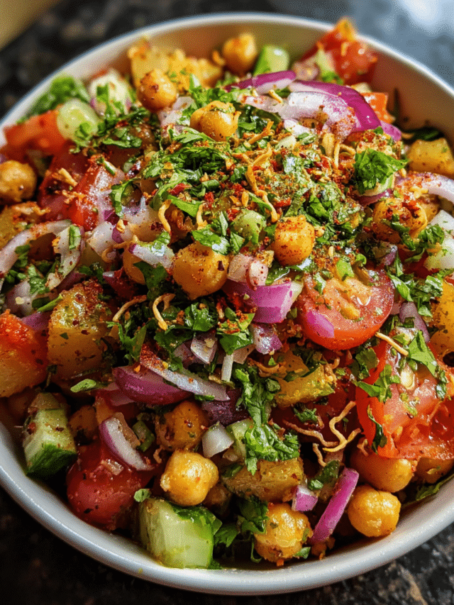 Indian Street Food Chaat Salad with sev and chutneys