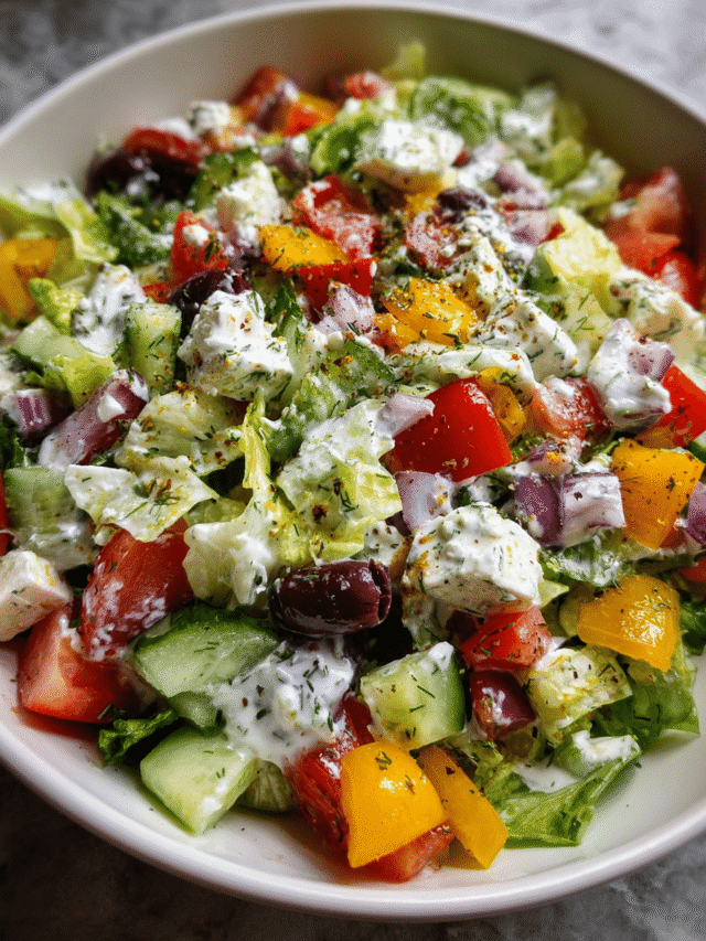 Mediterranean chopped salad with tzatziki dressing