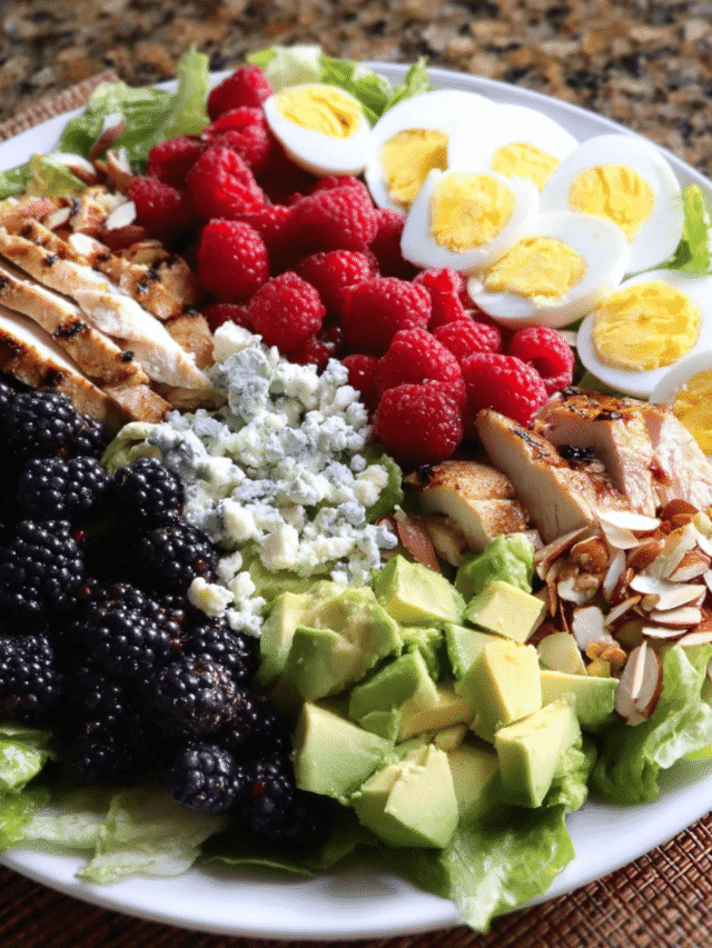 Summer Cobb Salad with berries and grilled chicken