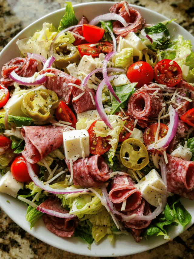 healthy Italian sub salad with turkey and salami
