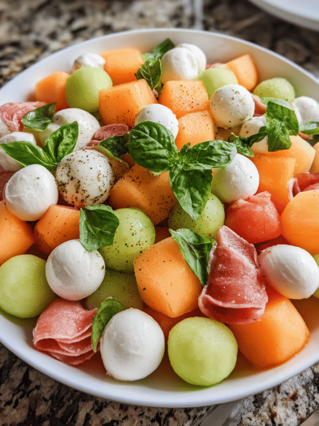 Summer melon salad with prosciutto and mozzarella