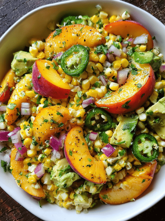sweet corn salad with peaches