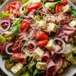 healthy Italian sub salad with turkey and salami