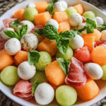 Summer melon salad with prosciutto and mozzarella