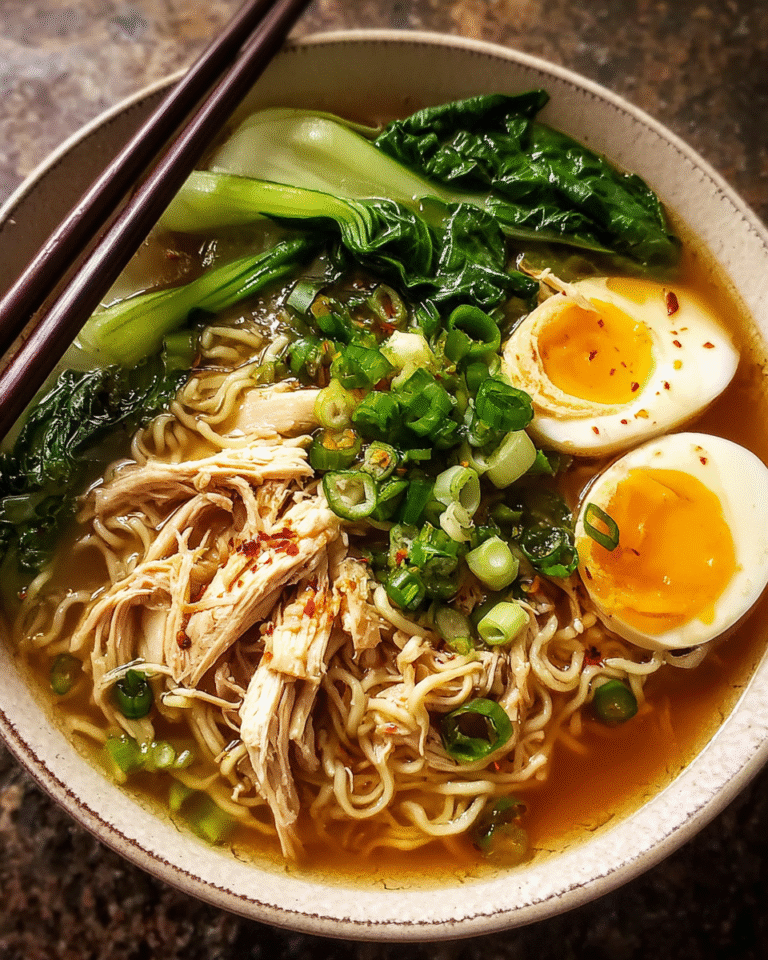Chinese noodle soup with chicken and bok choy
