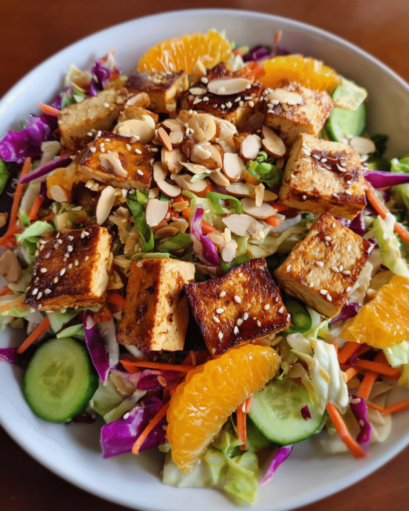 Chinese Tofu Salad with Sesame Vinaigrette in a bowl