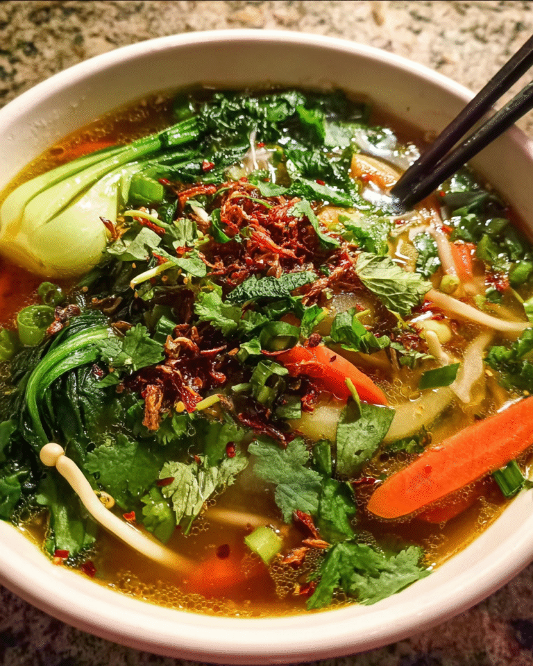 Chinese Vegetable Soup in a white ceramic bowl