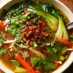 Chinese Vegetable Soup in a white ceramic bowl