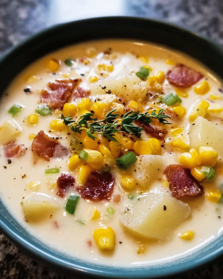 Creamy Corn Chowder with Bacon in bowl