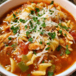 Crockpot Chicken Parmesan Soup in bowl
